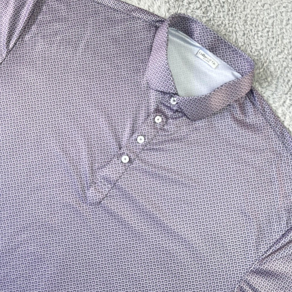 Collars & Co Polo Shirt Mens 3XL Purple Geometric Stretch Athleisure Performance